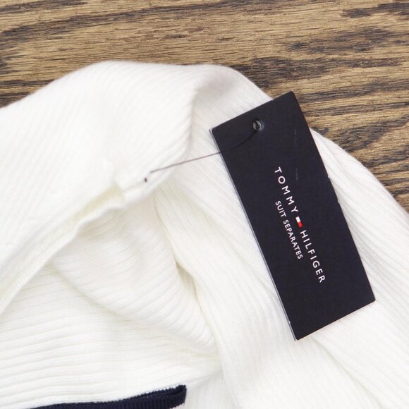 NWT Tommy Hilfiger Rib Knit Sleeveless Polo Shirt Ivory White / Midnight XL - Picture 6 of 8